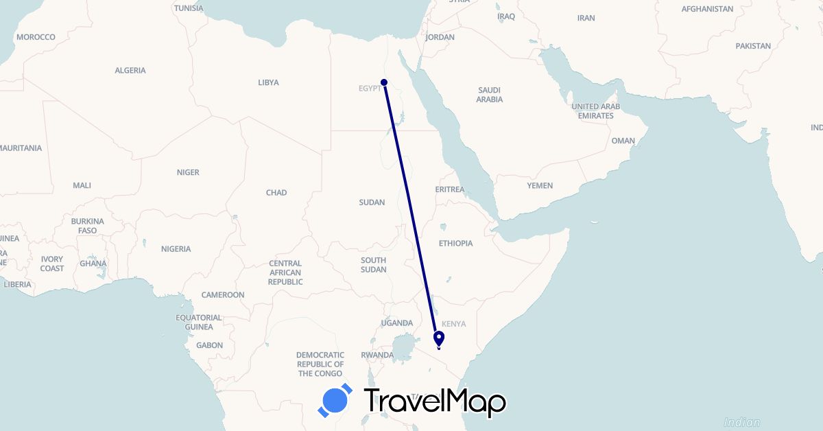 TravelMap itinerary: driving in Egypt, Kenya (Africa)